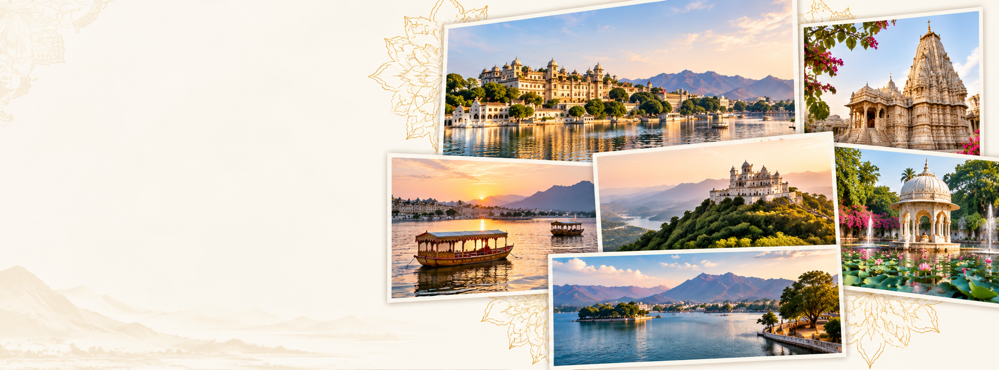 Udaipur lakes and landmarks collage - Contact Udaipur Taxi